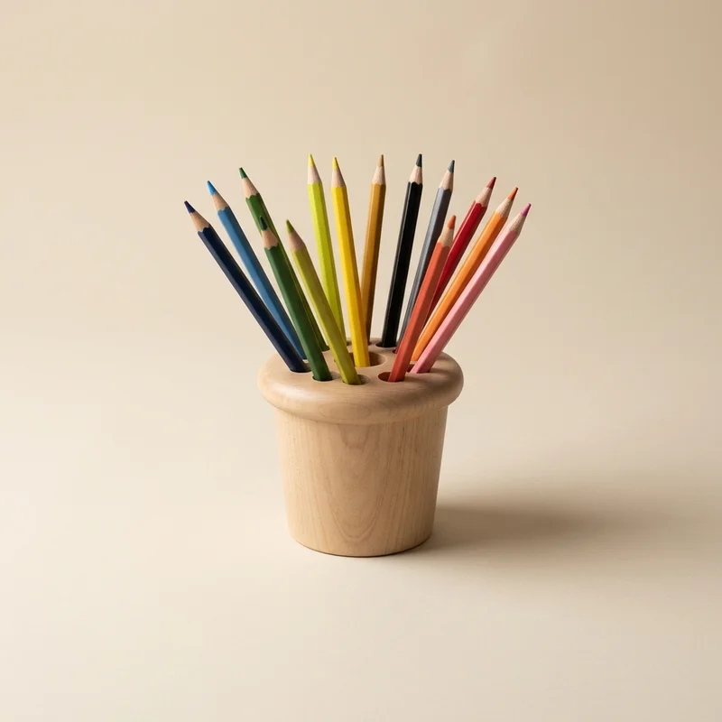 Artistic wooden pencil holder