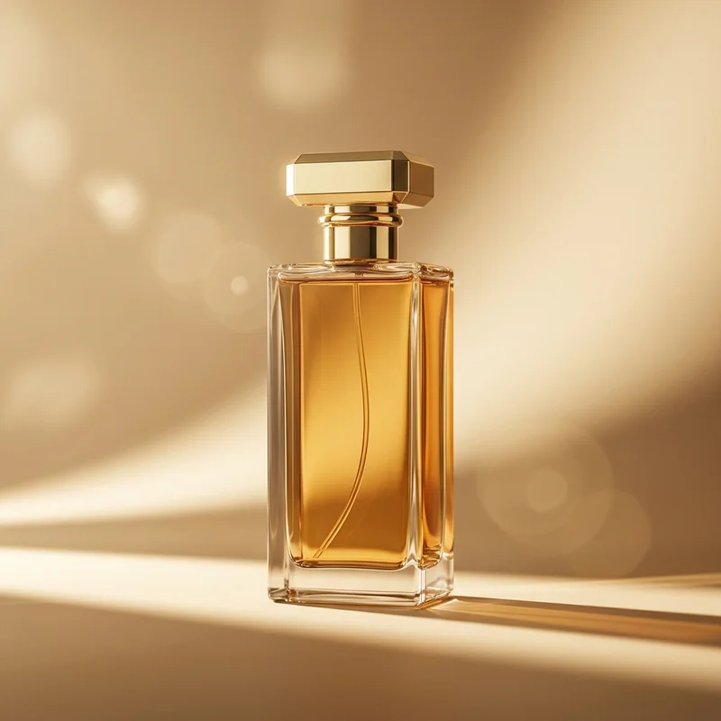 Luxury perfume in warm sunlight