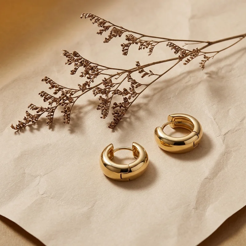 Gold hoops on textured paper