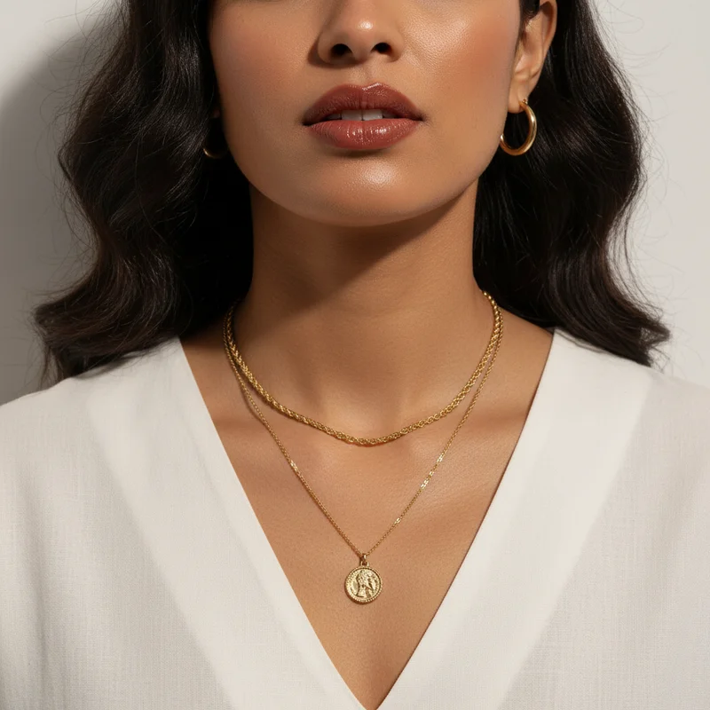 Minimalist gold coin necklace