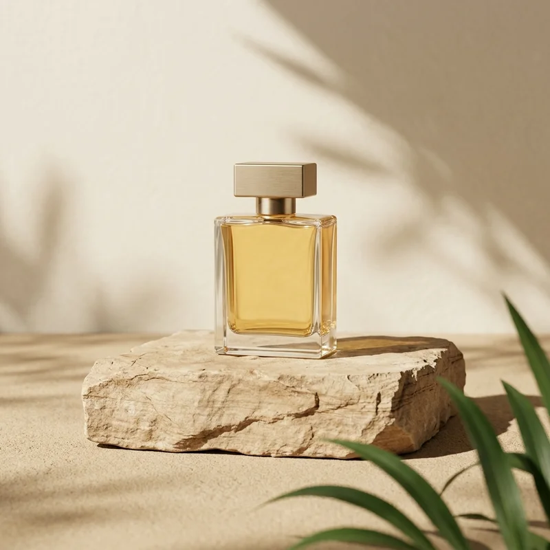 Serene perfume on natural stone