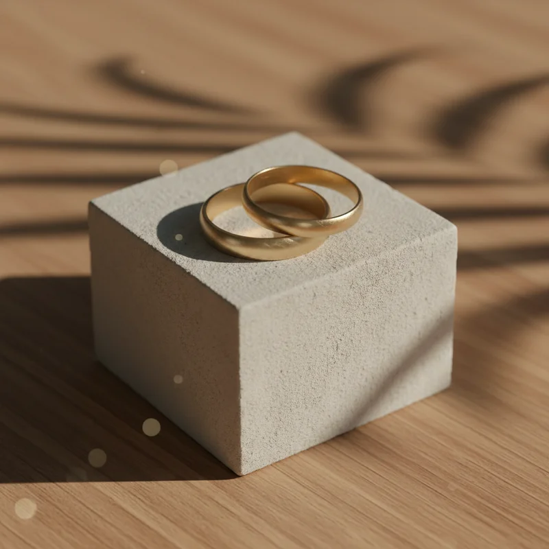 Elegant gold rings on stone