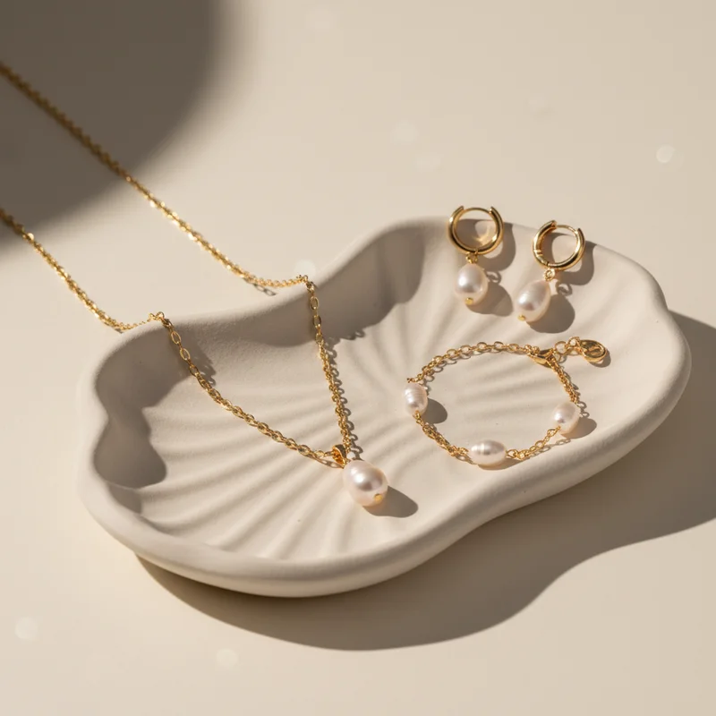 Delicate gold jewelry set