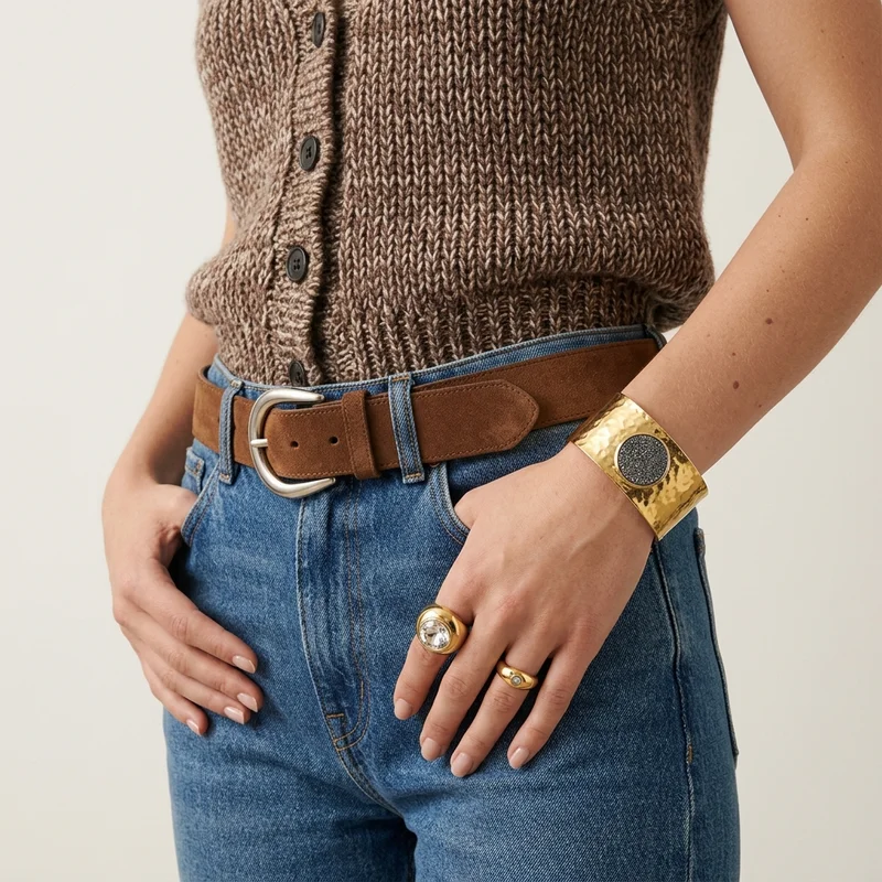 Chic knit vest and denim look