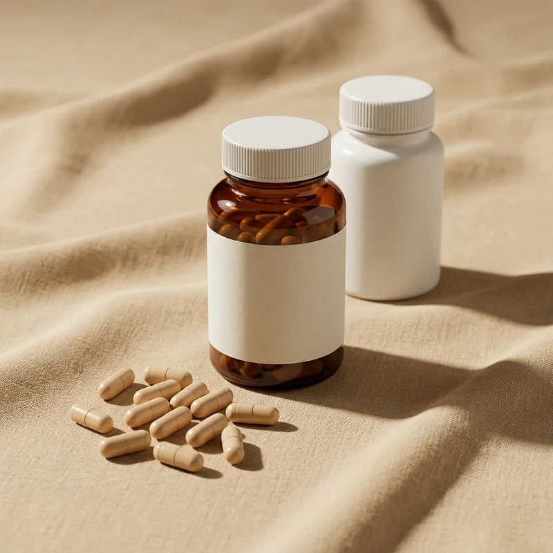 Wellness supplements on linen