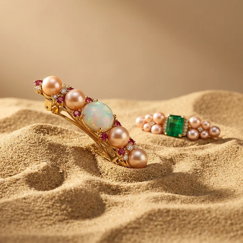 Elegant pearl jewelry on sand