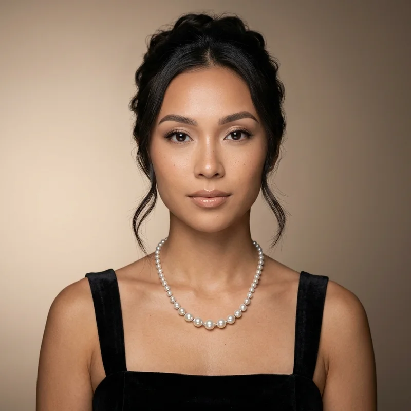 Elegant pearls on model