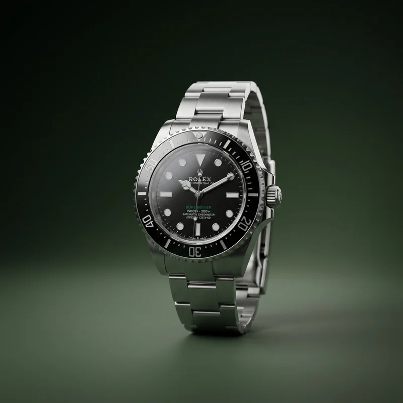 Luxury dive watch on green