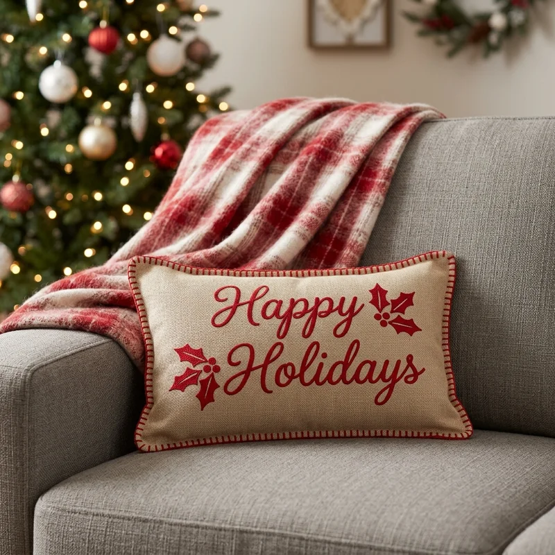 Cozy Christmas Holiday Pillow