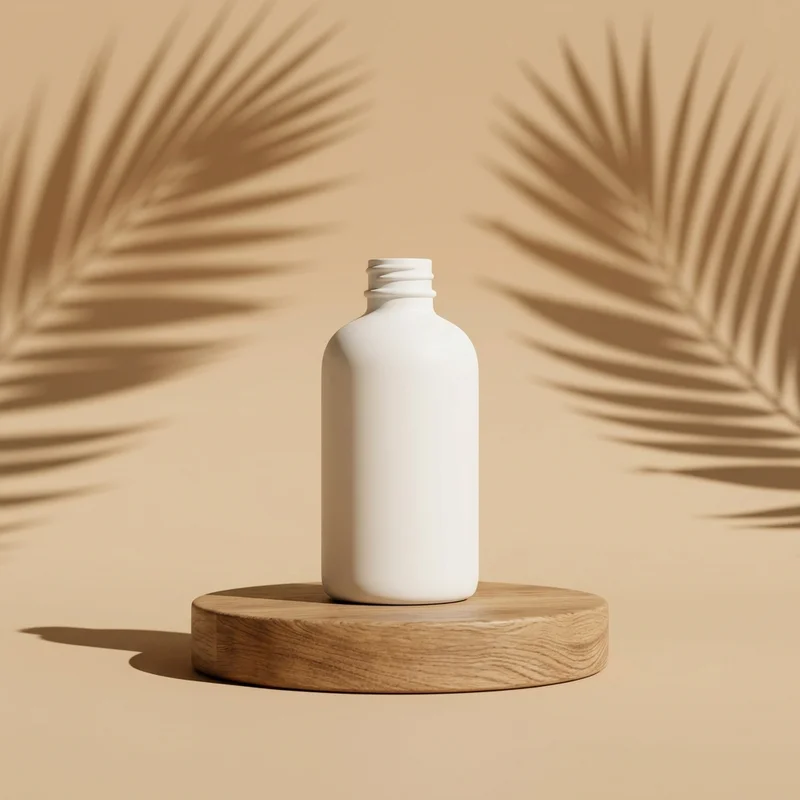 Natural product display with palm shadow