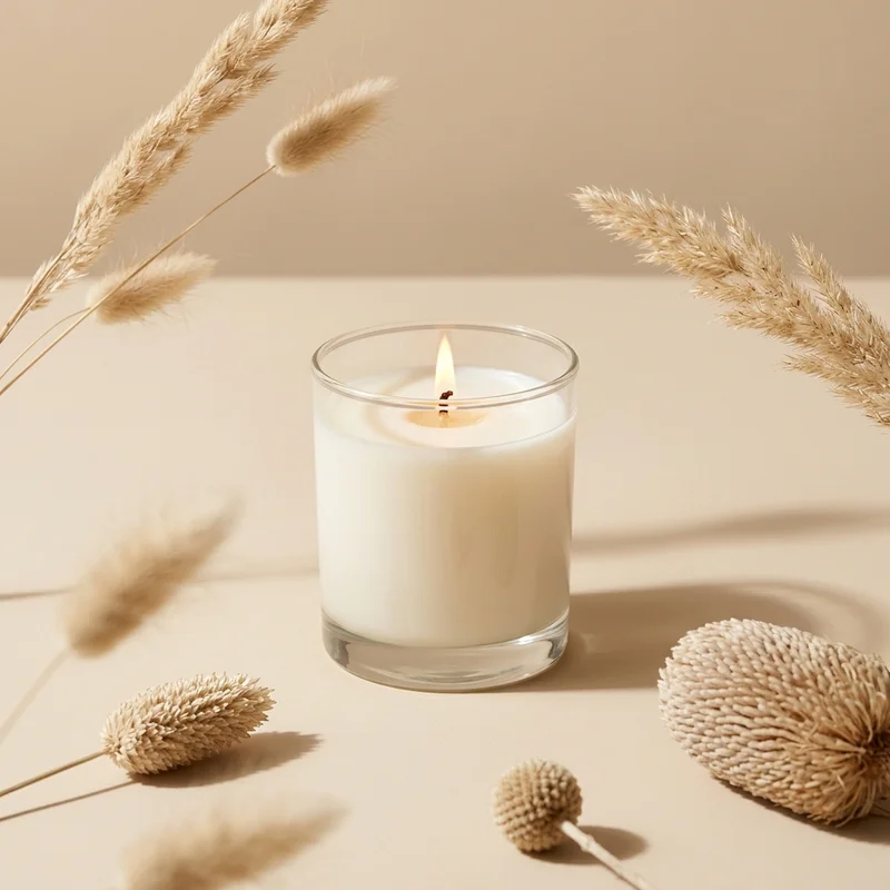 Cozy amber candle glow