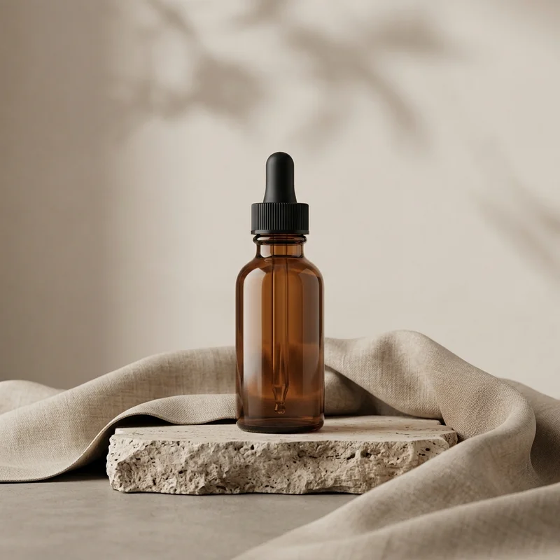 Natural serum on stone pedestal