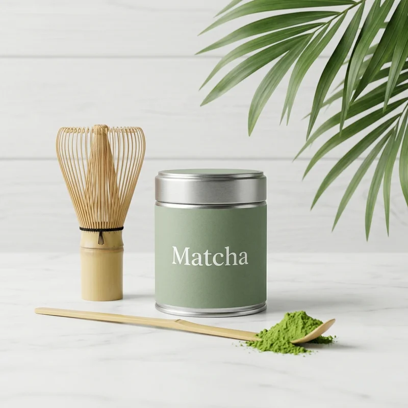 Calm matcha ritual scene