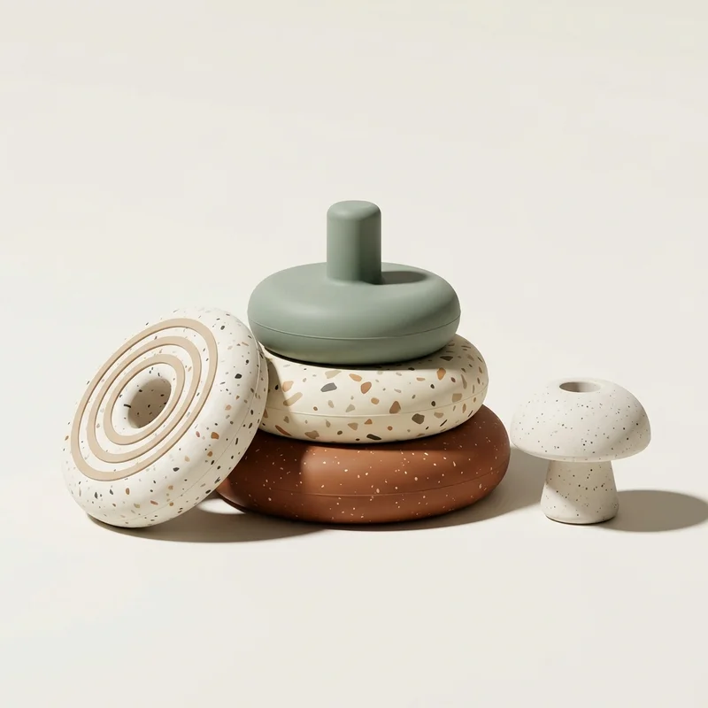 Minimalist speckled stacking objects