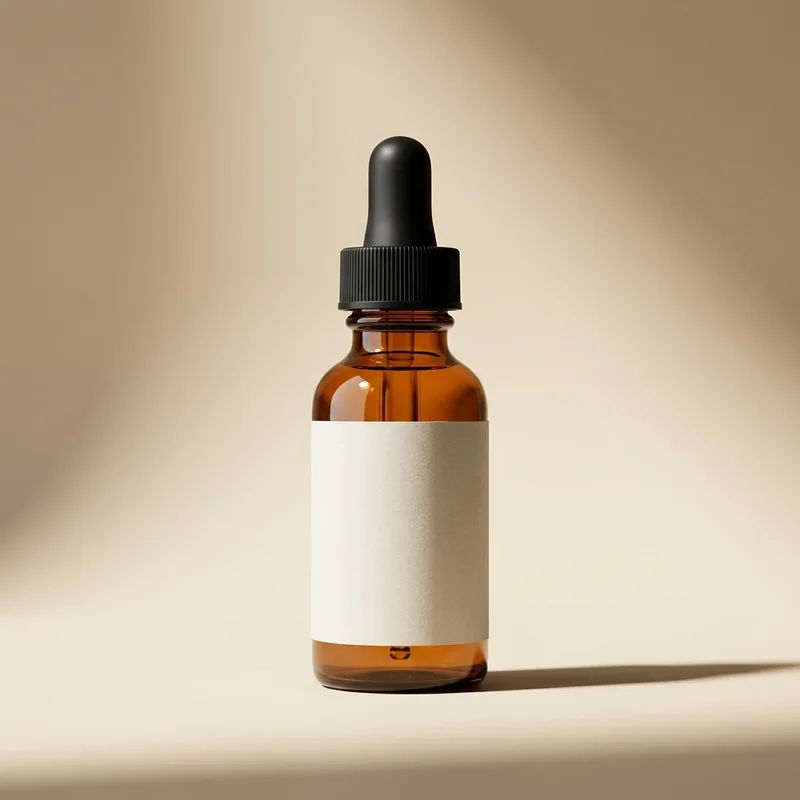 Minimal amber dropper bottle