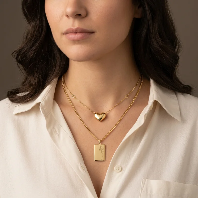 Elegant layered gold necklaces