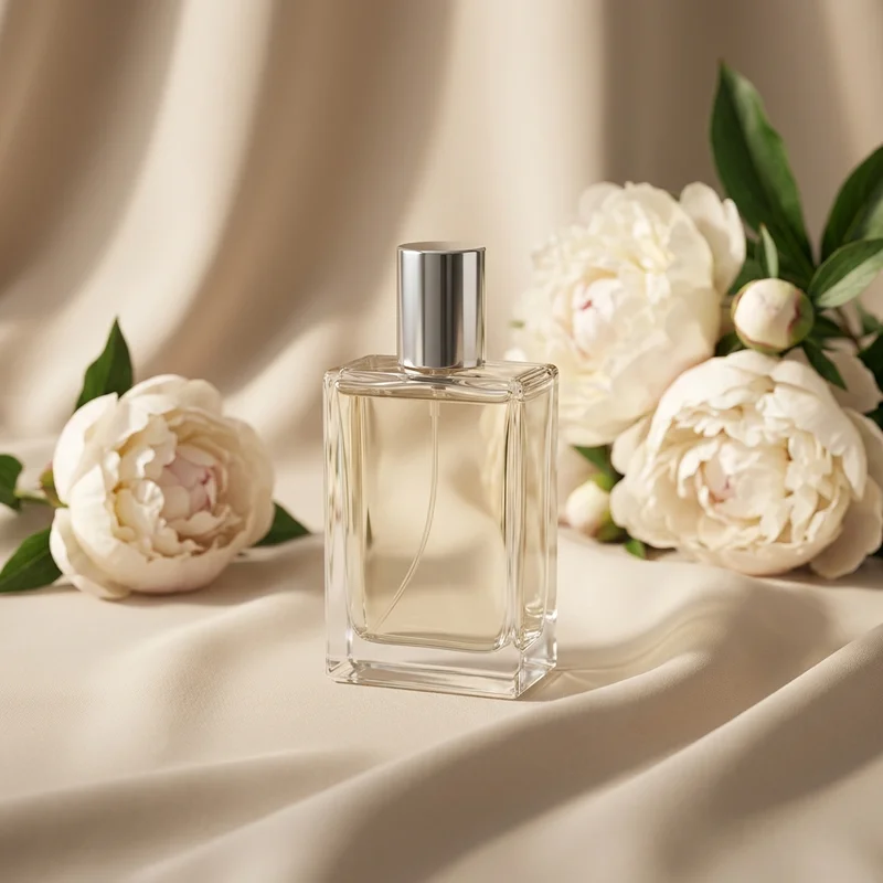 Elegant perfume with peonies