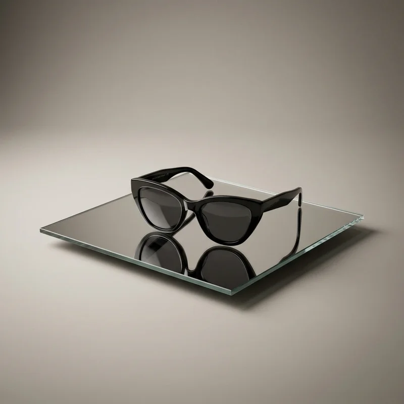 Minimalist sunglasses on mirror