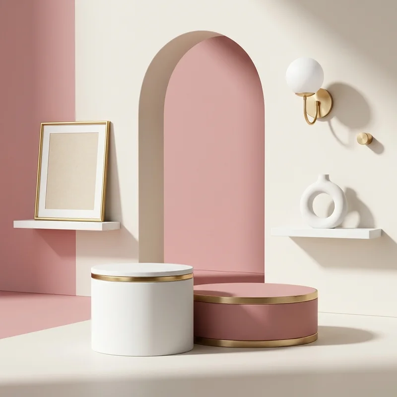 Pink minimalist studio display