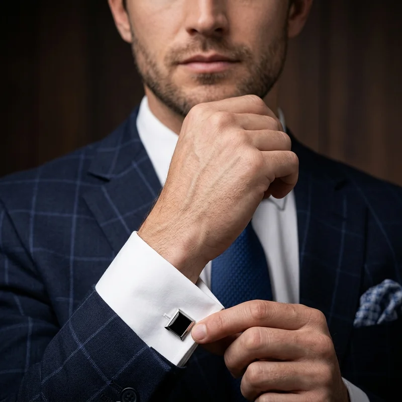 Luxury cufflinks on a formal shirt