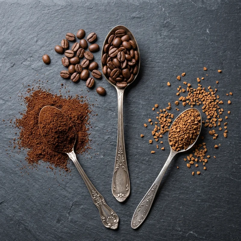 Rich coffee beans & grounds display