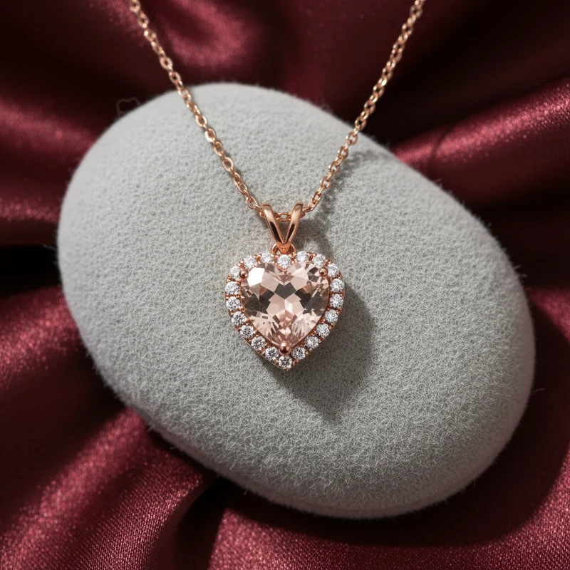 Elegant heart pendant on satin