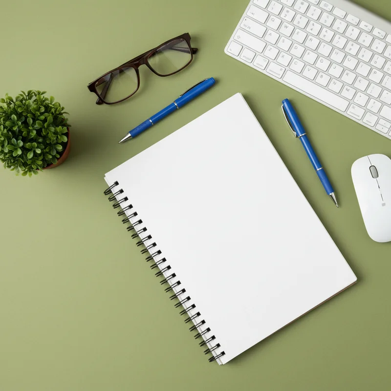 Clean green office workspace