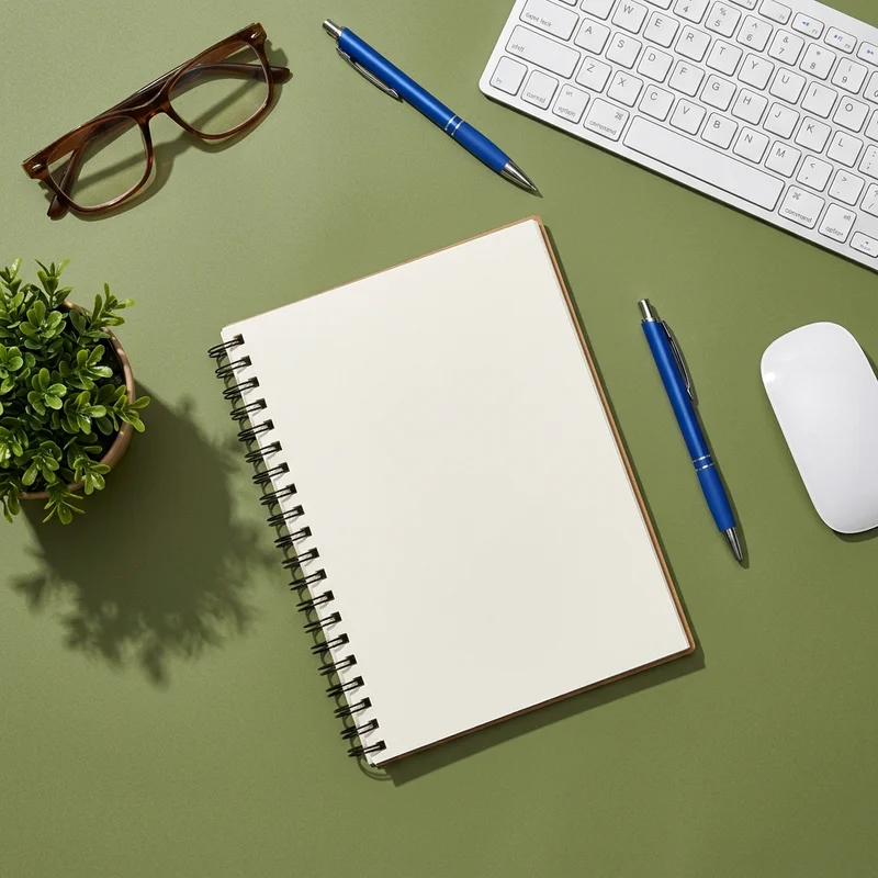 Clean green office workspace