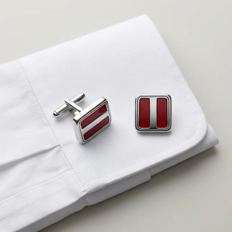 Elegant wood cufflinks on shirt cuff