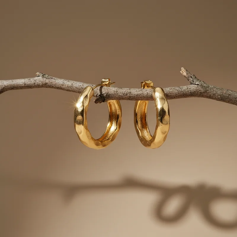 Gold hoops on natural branch