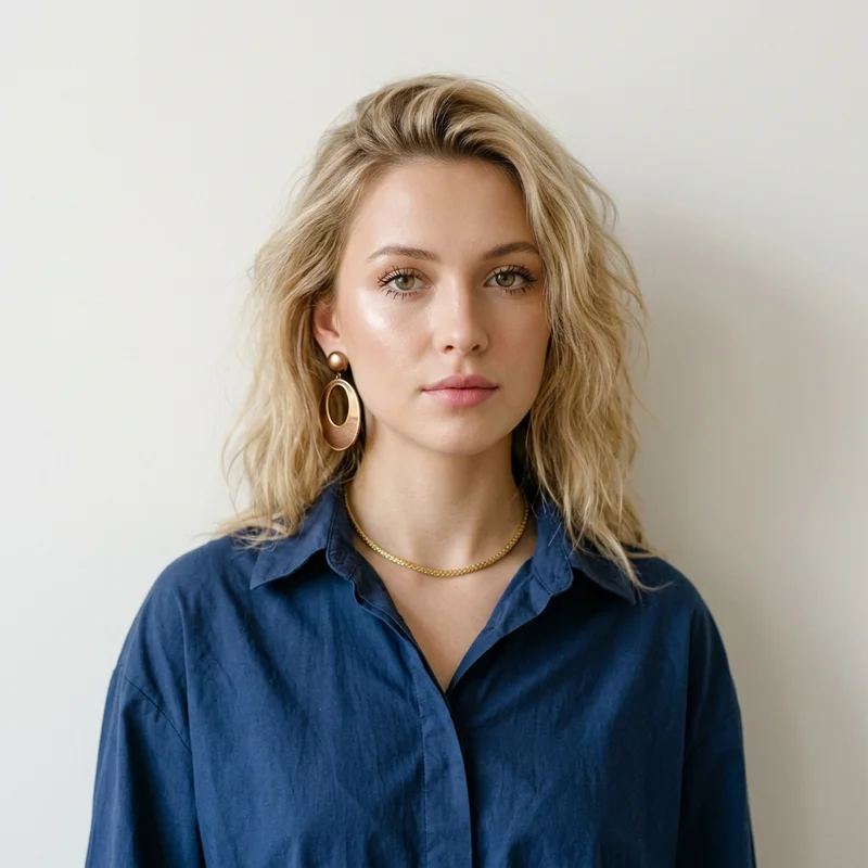 Blonde model in gold jewelry