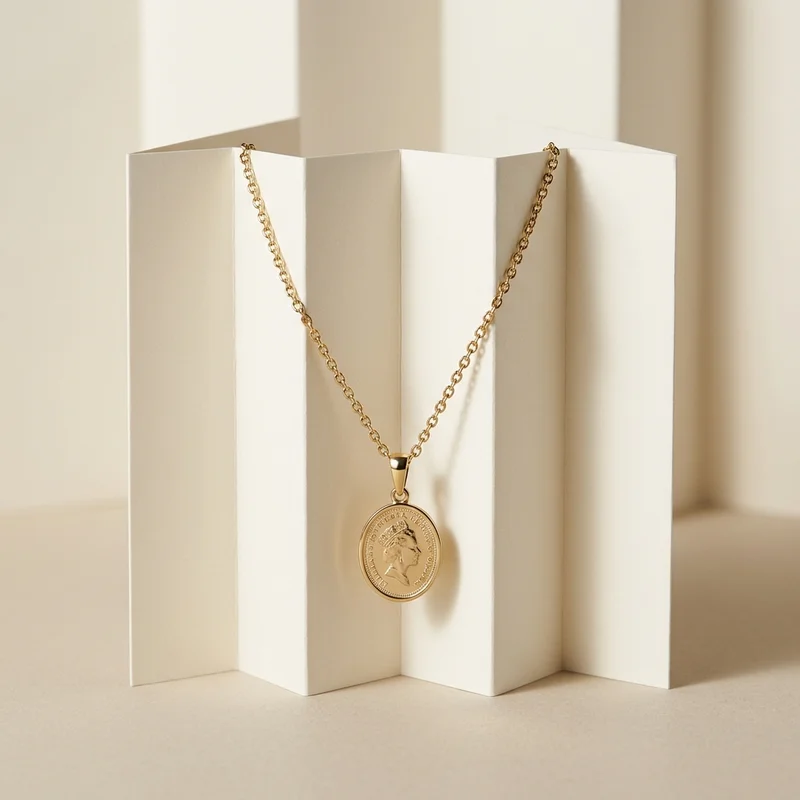 Minimalist gold pendant display