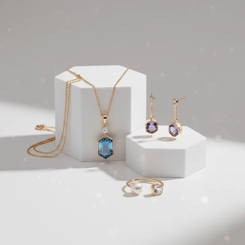 Modern gemstone jewelry display