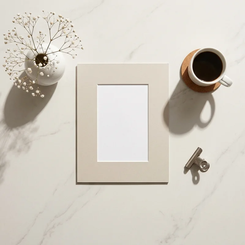 Minimalist frame mockup with coffee
