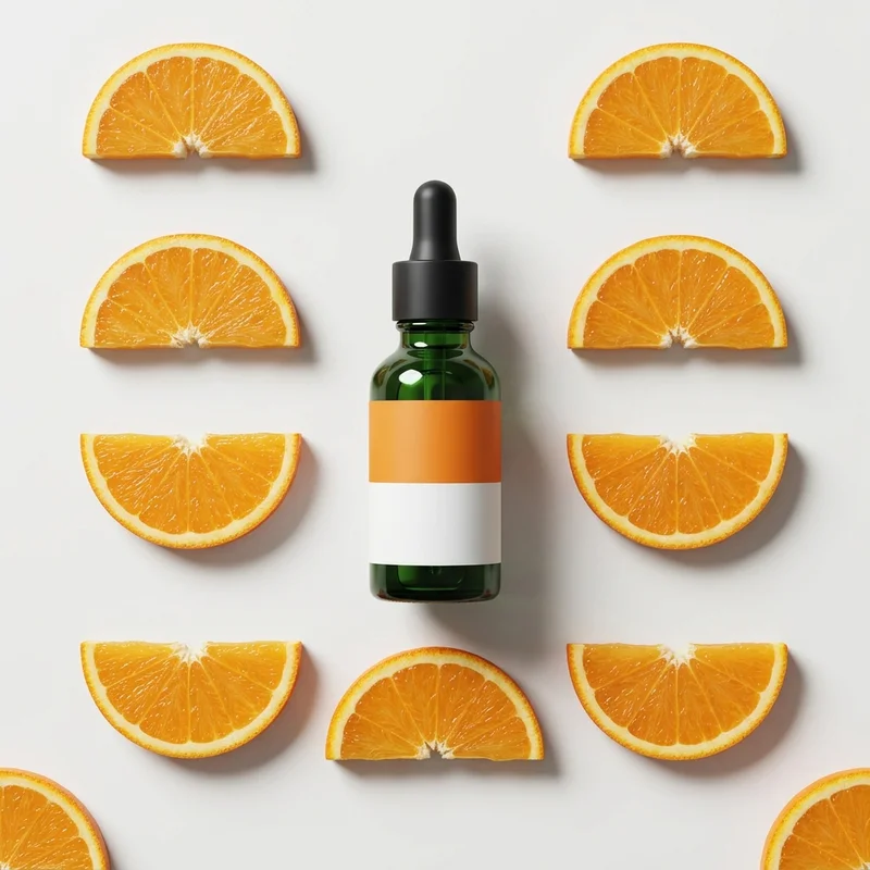 Citrus serum flat lay
