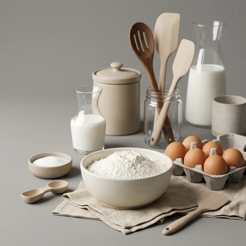 Minimalist baking ingredients setup
