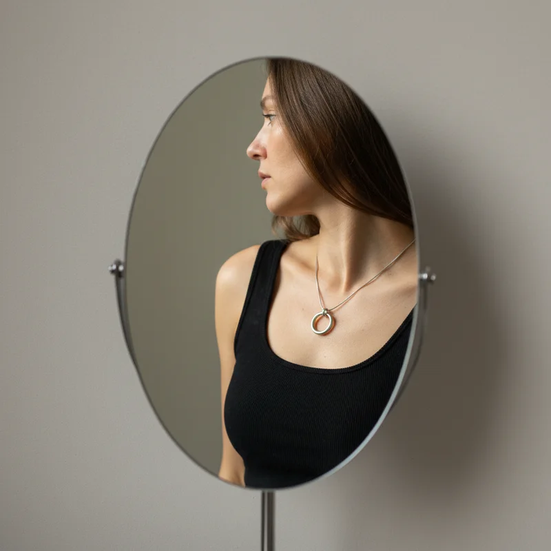 Elegant necklace in mirror reflection