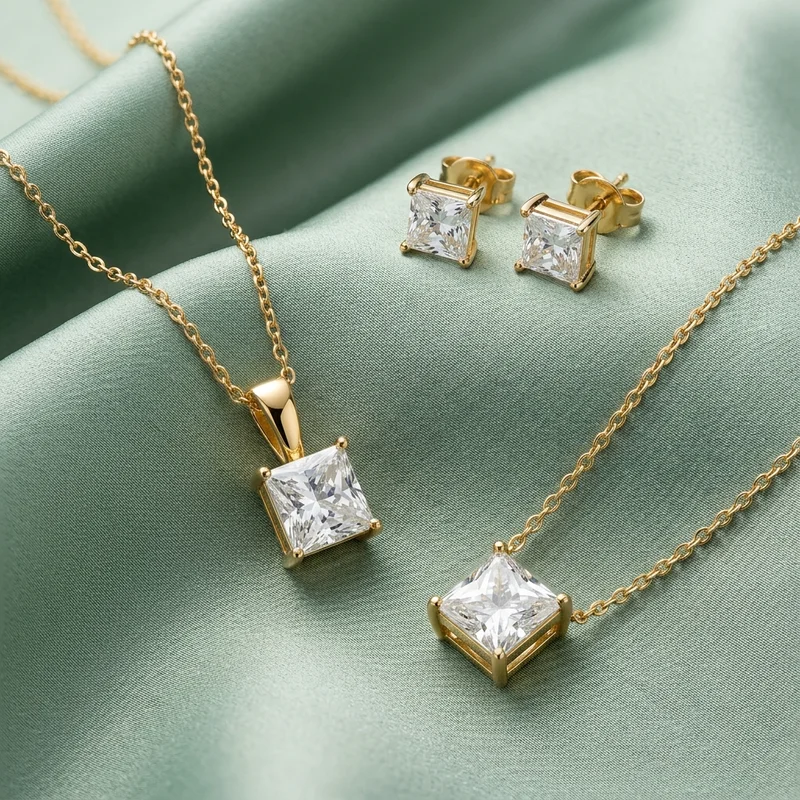 Elegant gold jewelry on teal silk