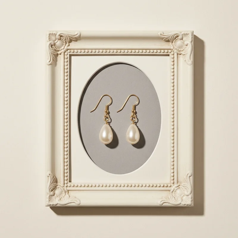 Vintage framed pearl earrings