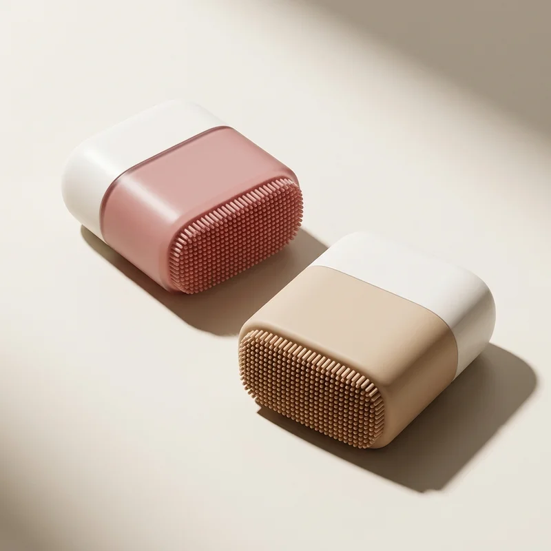 Pink ergonomic massage brush