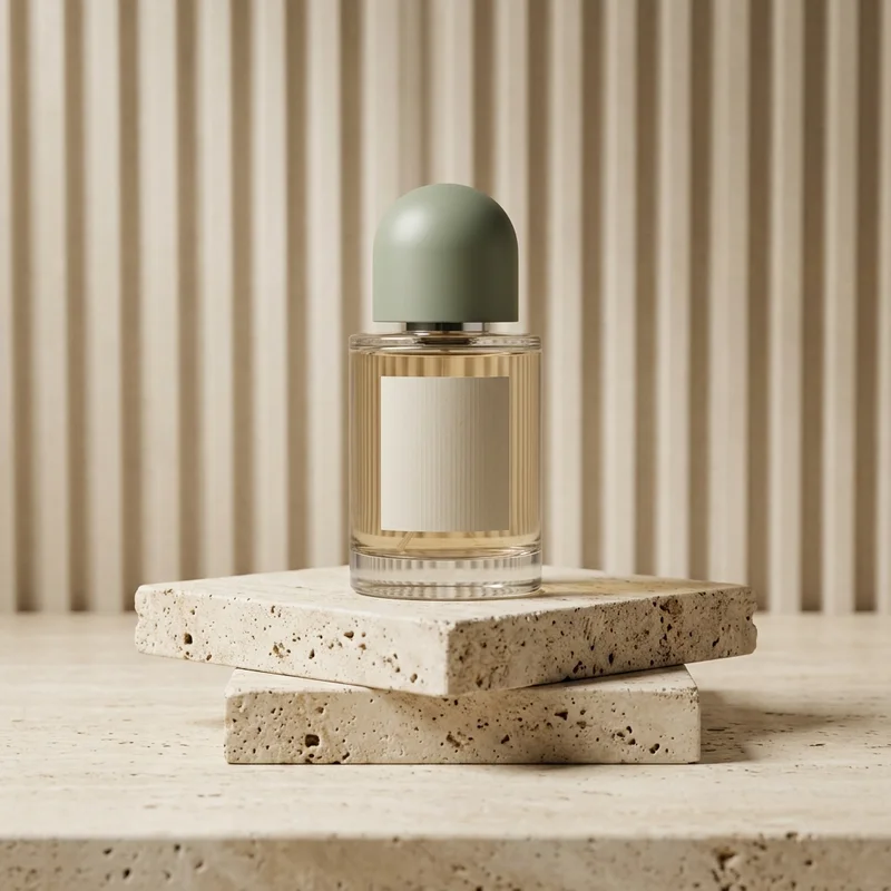 Modern perfume on stone