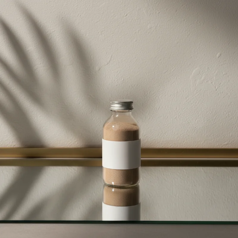 Minimalist powder bottle with leaf shadow