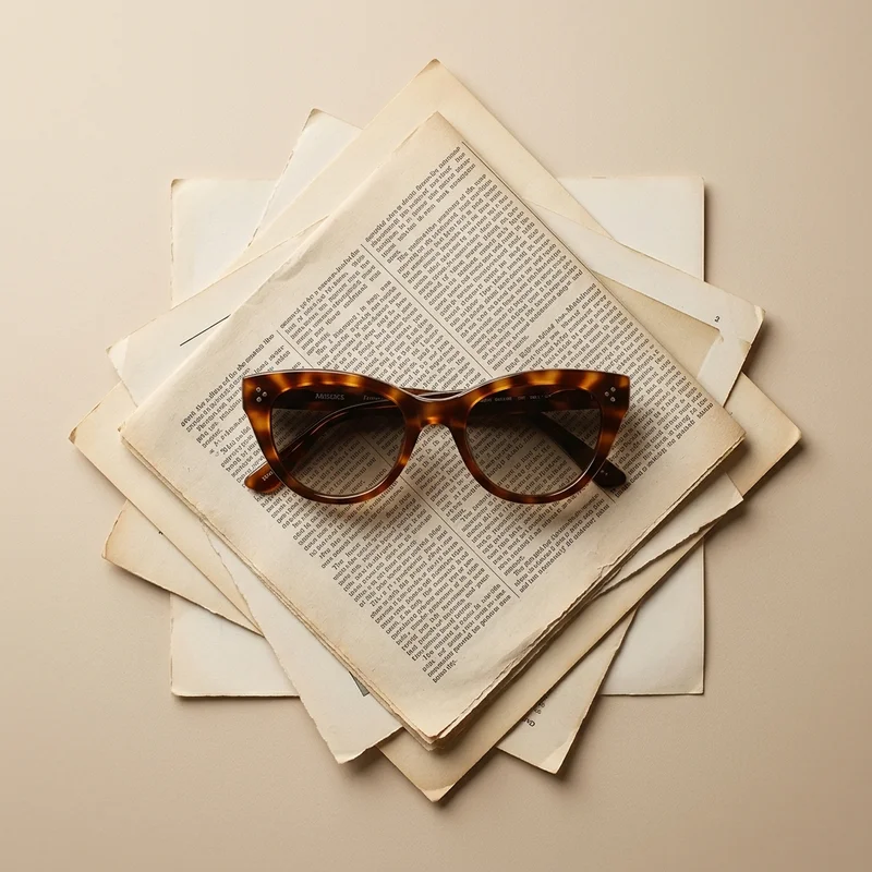 Vintage sunglasses on old newsprint