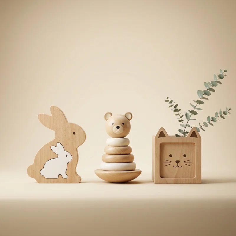 Minimalist wooden animal toys