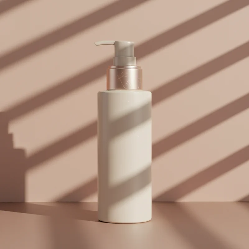 Elegant skincare bottle with shadows