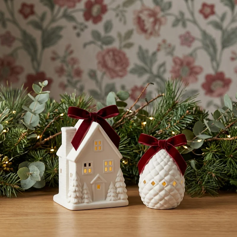 Cozy festive ceramic decor scene