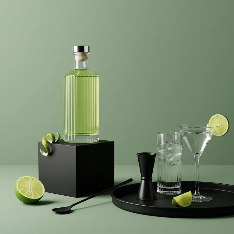 Modern green cocktail setup