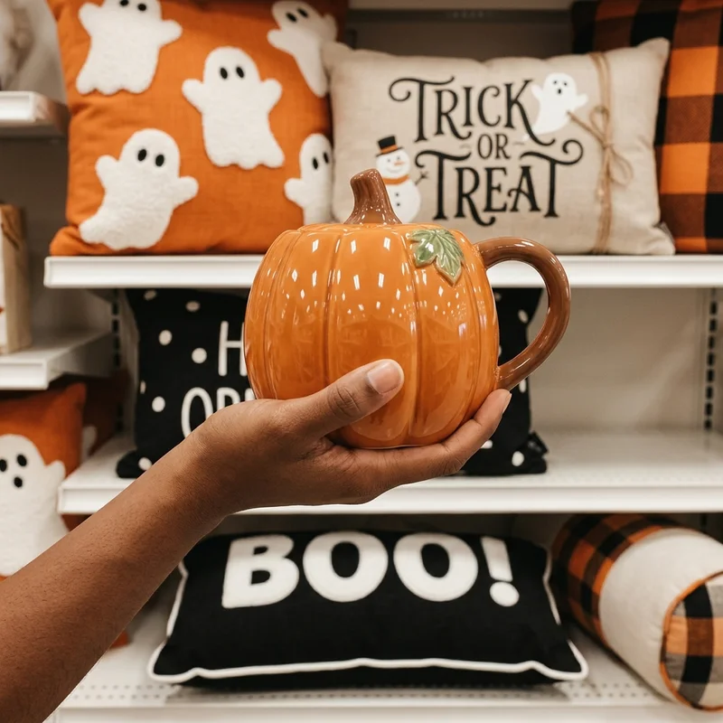 Festive Halloween pumpkin mug hold