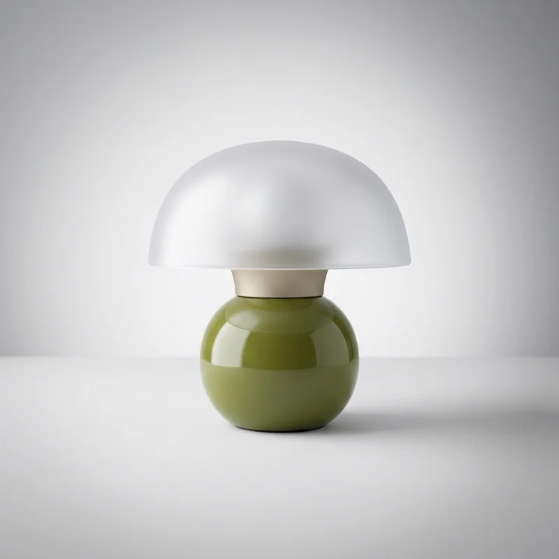 Minimalist green mushroom lamp