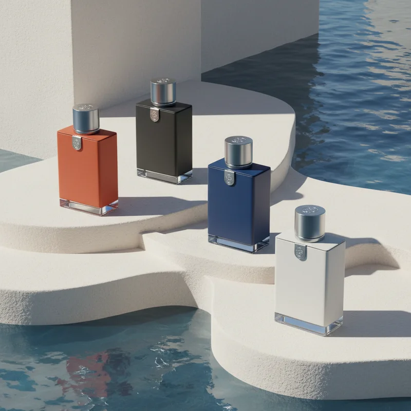 Modern perfume collection by the water